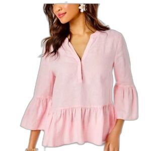 NWT Lilly Pulitzer SIZE XL Pink Blossom Linen Top